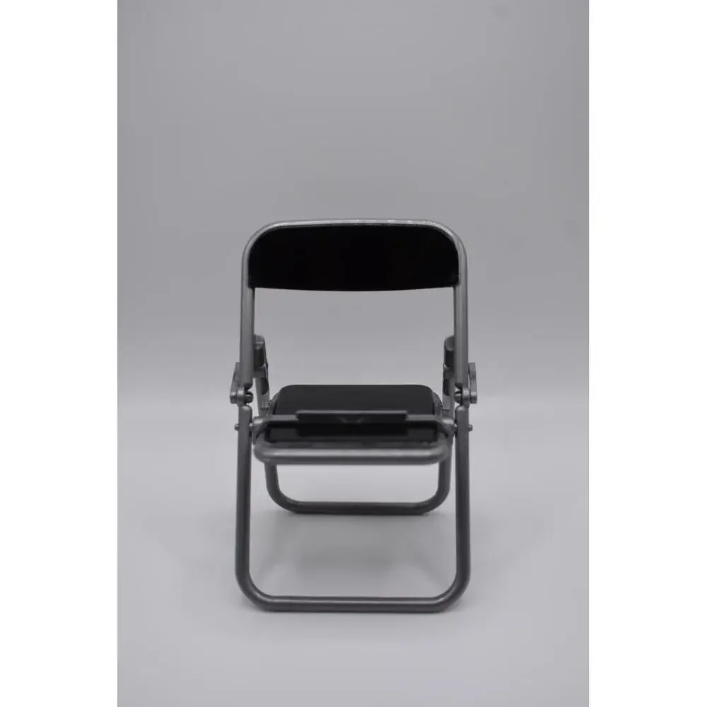 Mini Folding Chair Phone Stand, Black & Silver Novelty Holder